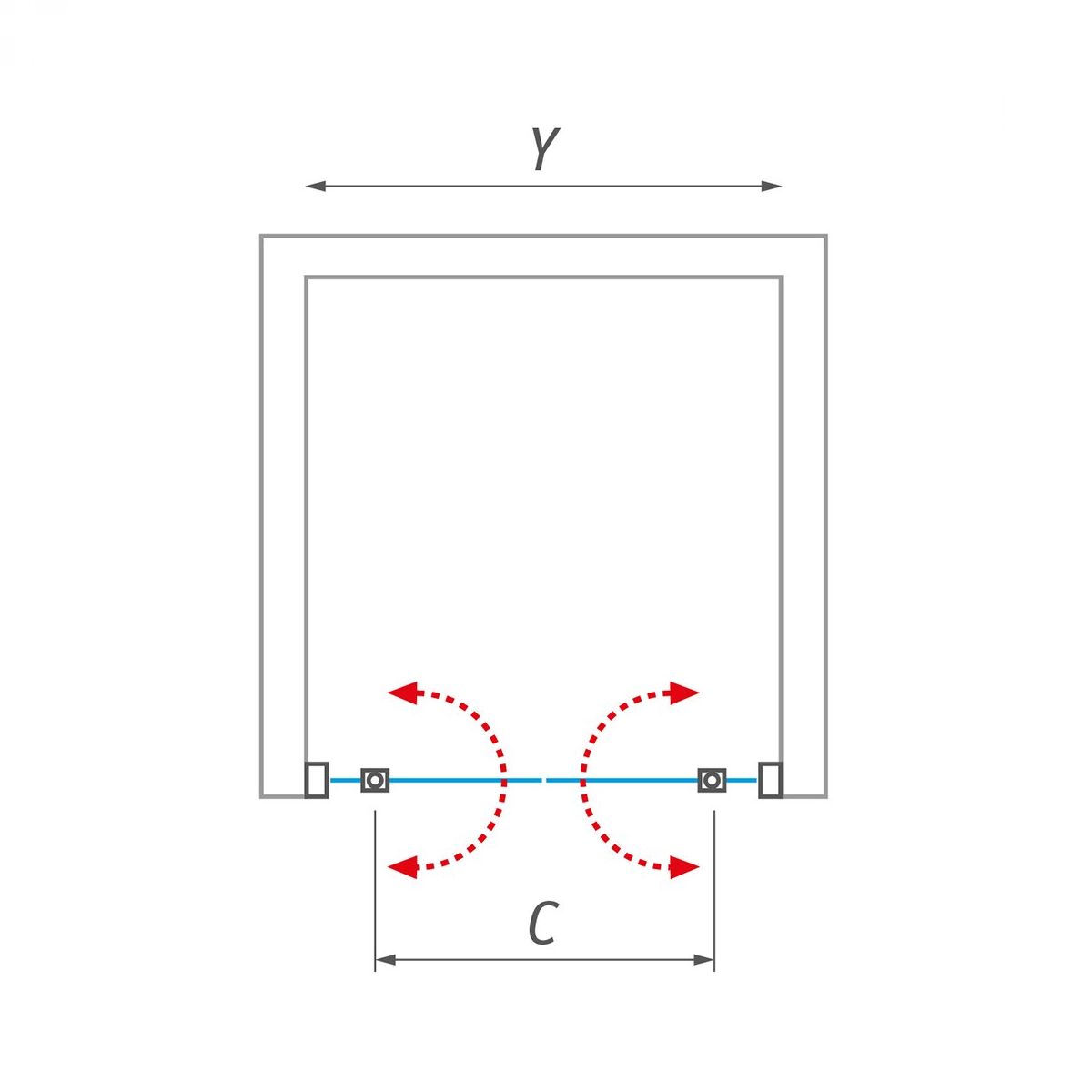 ROTH-Lega Line tuš vrata LLDO2 100cm - dvokrilna