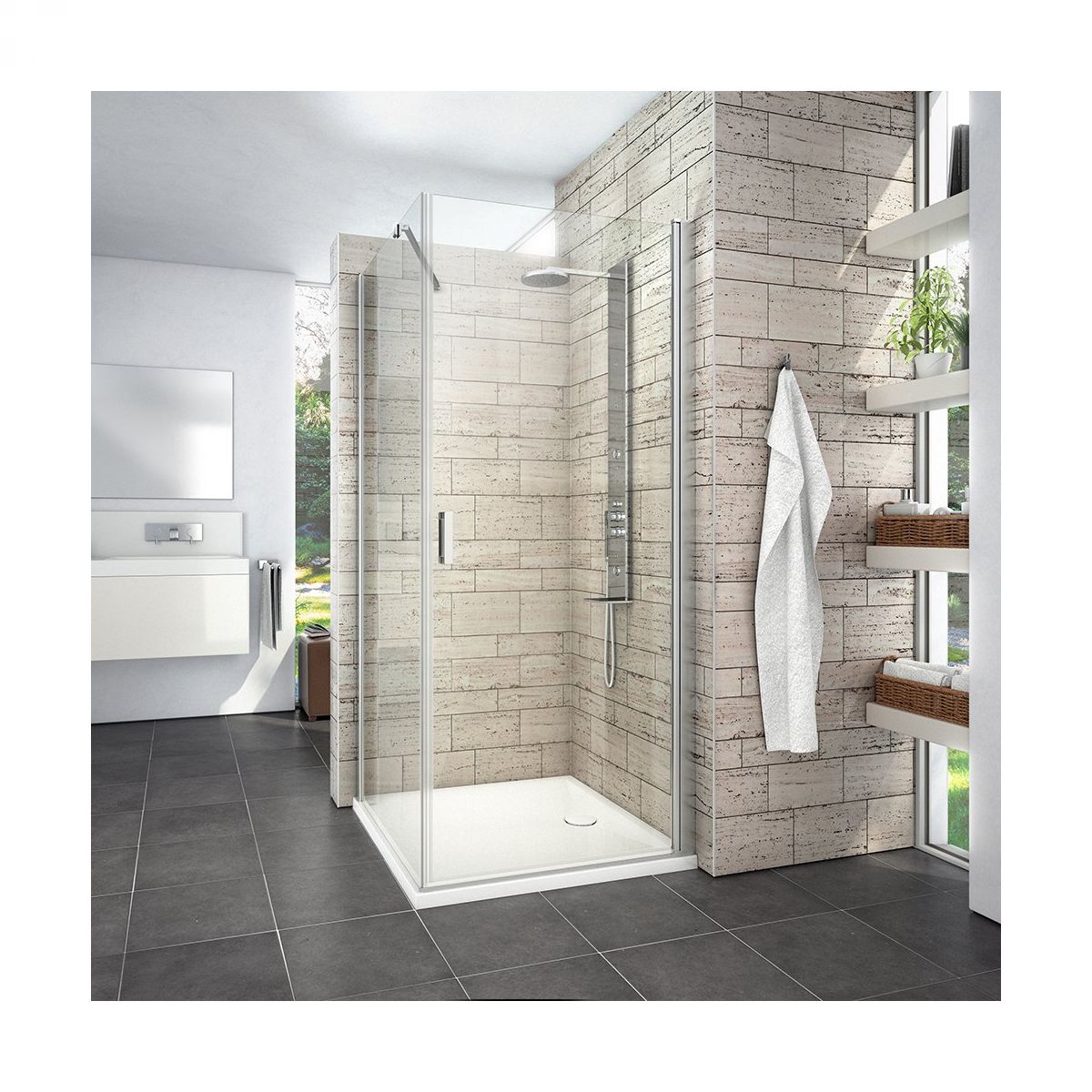ROTH TUŠ KABINA LIMAYA 90X90 VRATA + STIJENA krom/prozirno