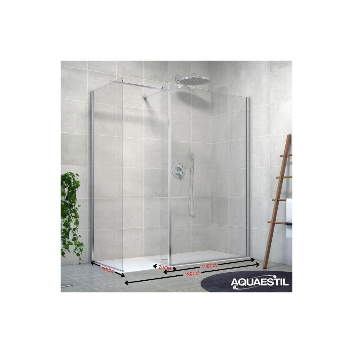 WALK IN TUŠ STIJENA Zenith Wall120CM + L20CM + W80CM