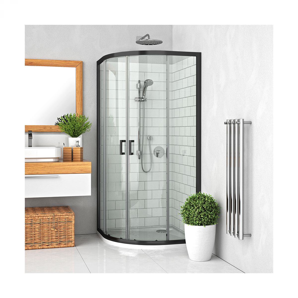 ROTH Tuš kabina - Lega Line LLR2 90x90 - crno/prozirno