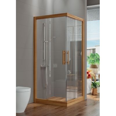 IREKO TUŠ KABINA 90X90X200 6mm  PROZIRNO/DRVENI PROFIL