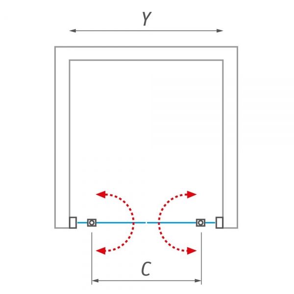 ROTH-Lega Line tuš vrata LLDO2 100cm - dvokrilna