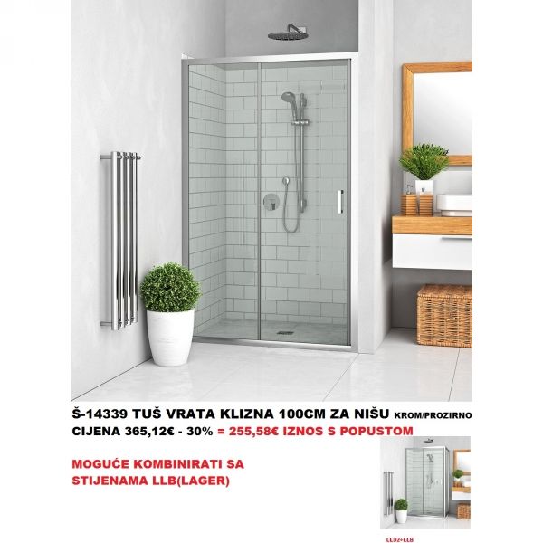 ROTH-Tuš vrata za nišu LLD2 100cm klizna
