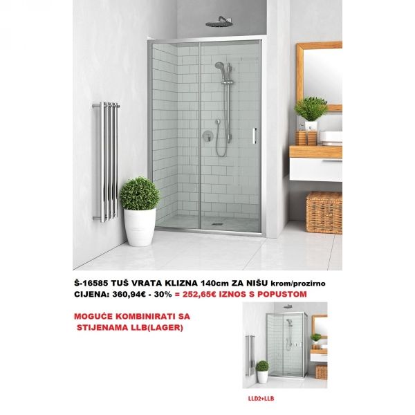 ROTH-Tuš vrata za nišu LLD2 140cm klizna